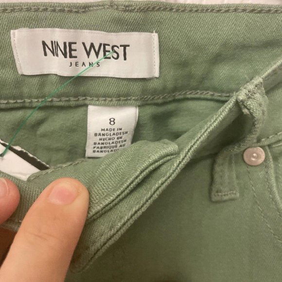 Nine West Jeans Women Cotton Stretch Jeans Button Cropped Length Agave Green 8 - Picture 5 of 6